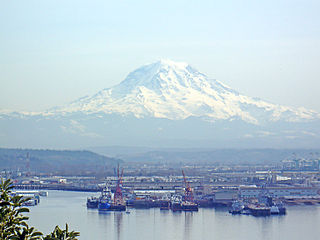 Mt. Rainier overlooking the Port of Tacoma