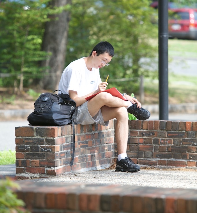 Photo of a Mathcamper studying