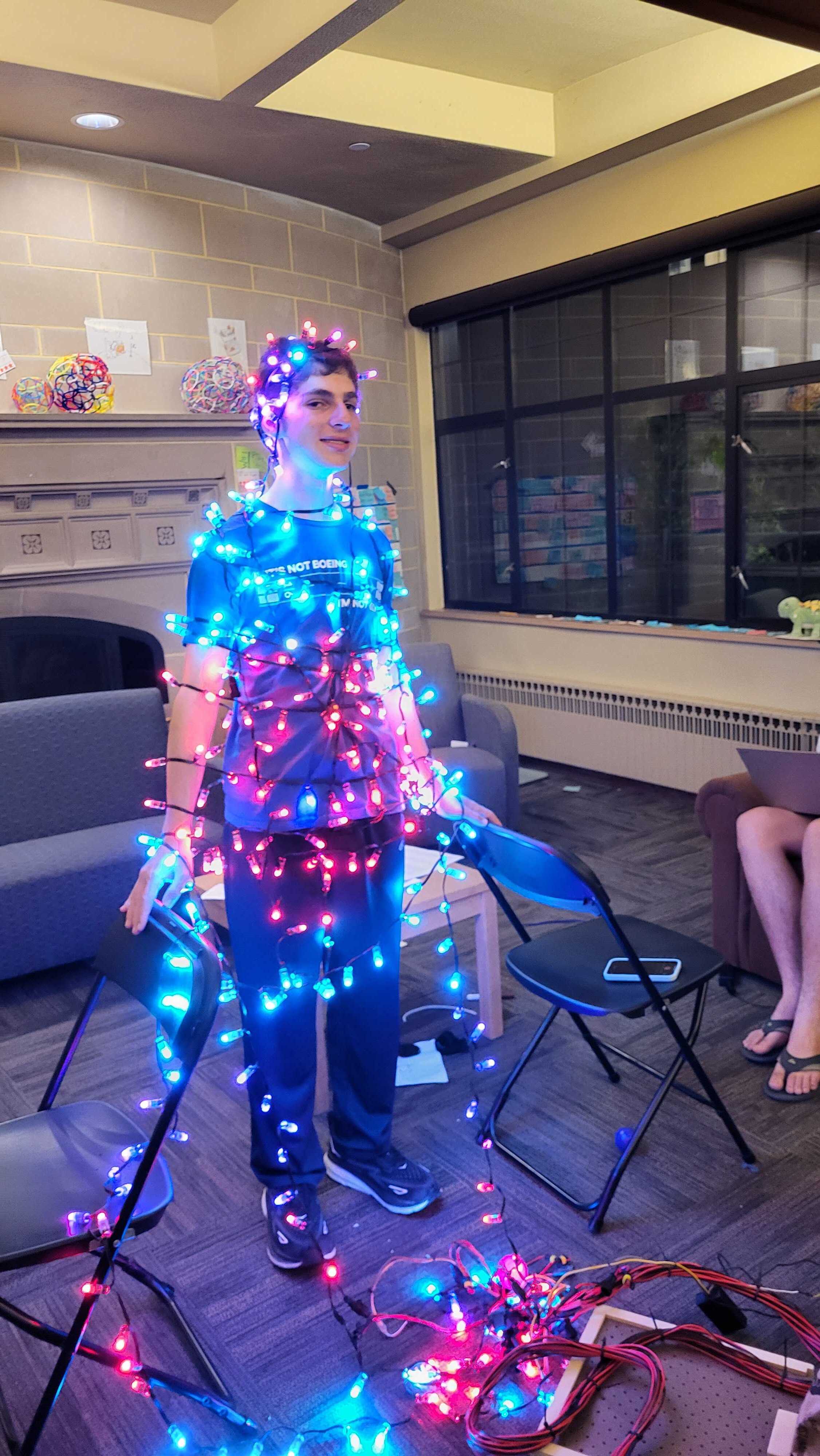 Photo of a camper decorated with lights